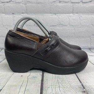 Bjorndal Clogs WYLIE Women Size 10 Slip-on Wedge Comfort Shoes Brown Leather